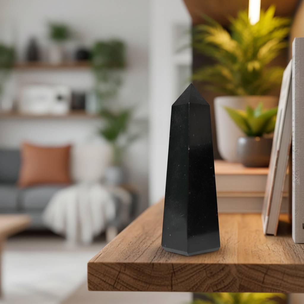 Black Tourmaline Tower – Grounding & Protection Crystal | 150-200g