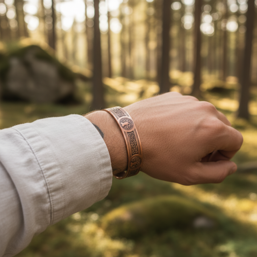 Copper Magnetic Bracelet – Tree of Life Celtic Design | Antique Finish | Adjustable