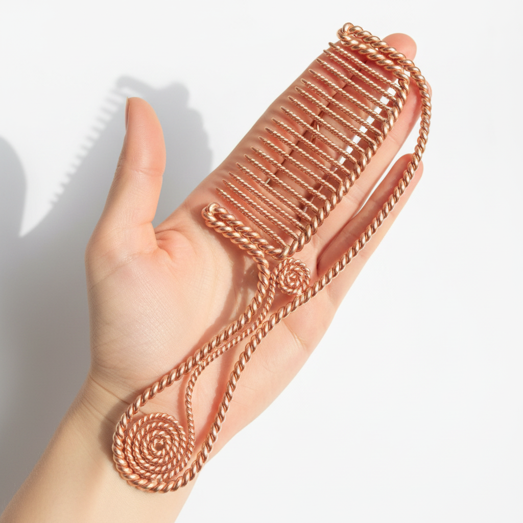 Copper Frequency Comb | 144 MHz Sacred Royal Cubit | Pure Copper | Energy & Scalp Healing