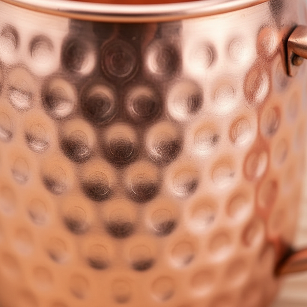 Macro close-up of hammered copper texture
