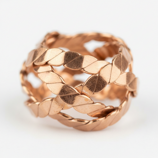Copper Dragon Scale Tensor Ring – Sacred Cubit Pure Copper 144Hz Energy Tool