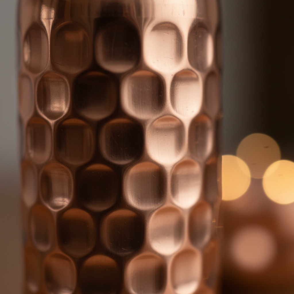100% Pure Certified Copper Water Bottle – Heavy Brick Hammered / Honeycomb Design 1000ml