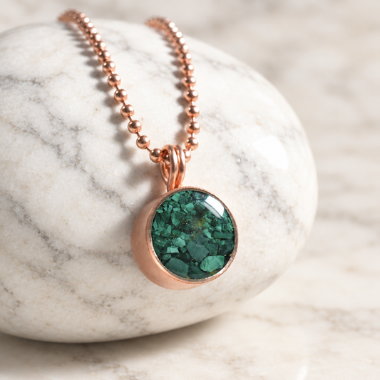 Peridot, Tourmaline & Malachite Copper Pendant Necklace