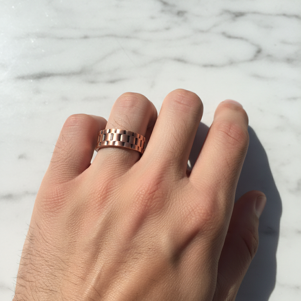 Pure Copper Brick Grid Open Ring | Joint Pain Relief