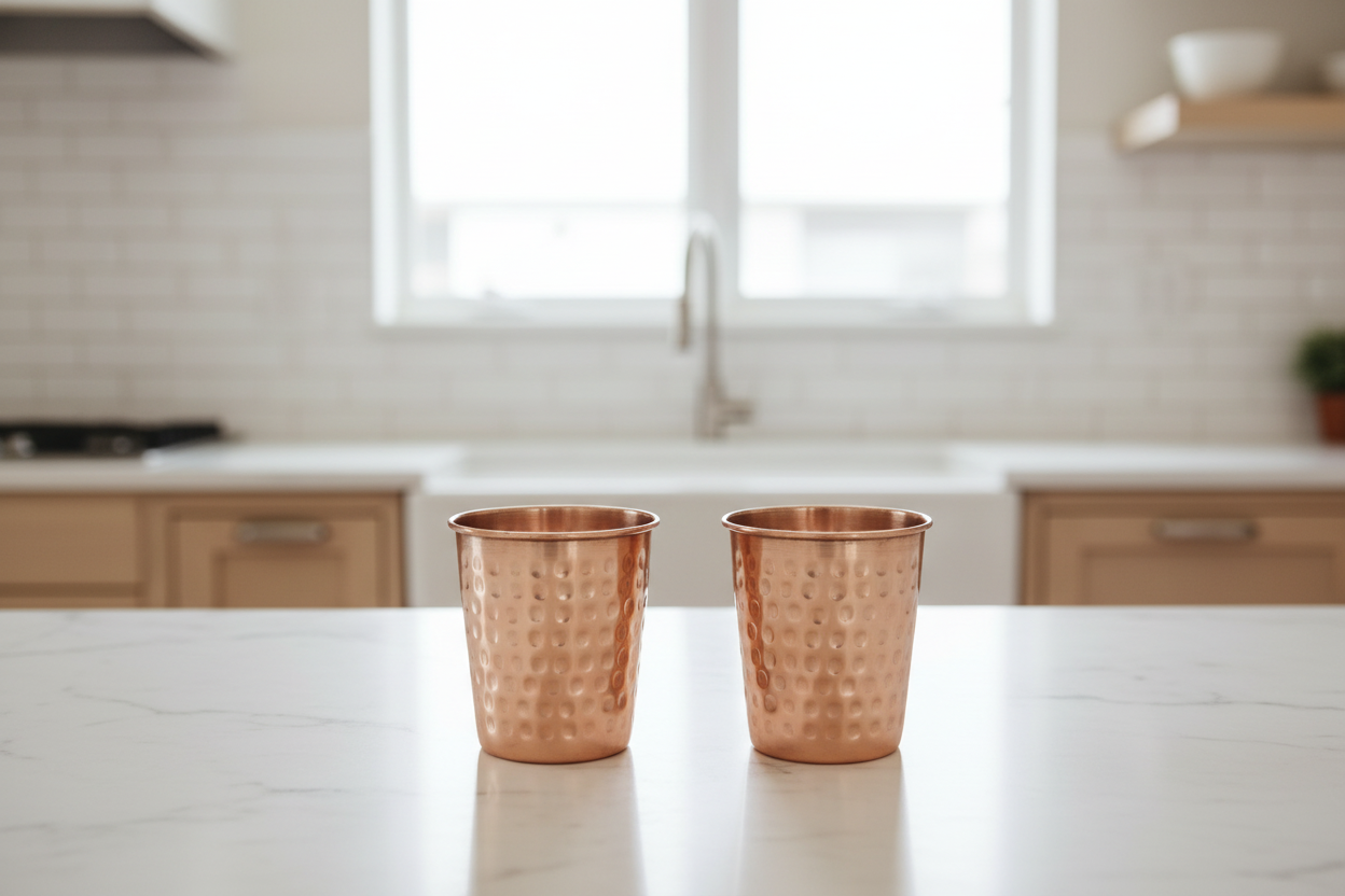 Pure Copper Hammered Glass — Set of 2 (300ml Ayurvedic Tumblers)