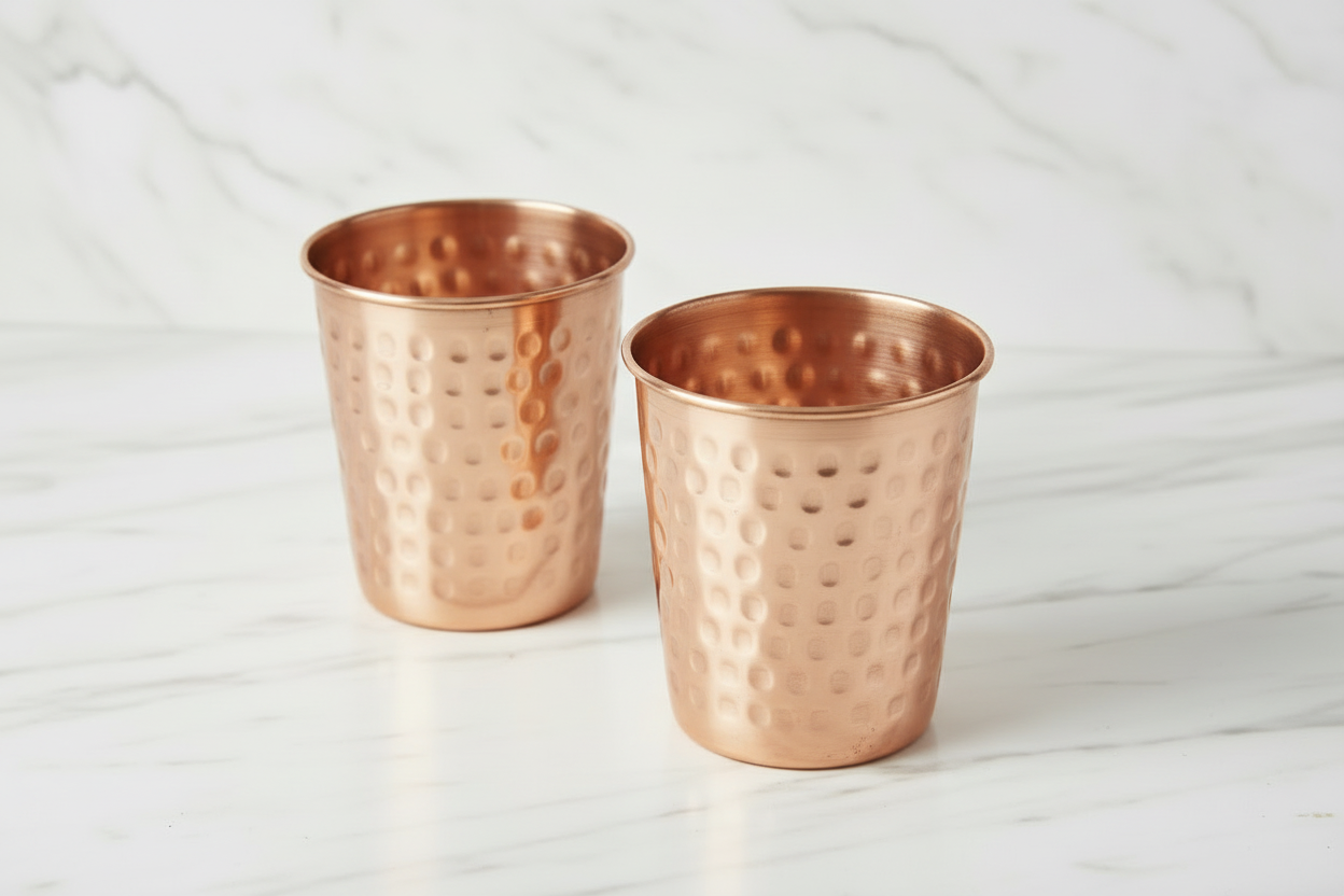 Pure Copper Hammered Glass — Set of 2 (300ml Ayurvedic Tumblers)