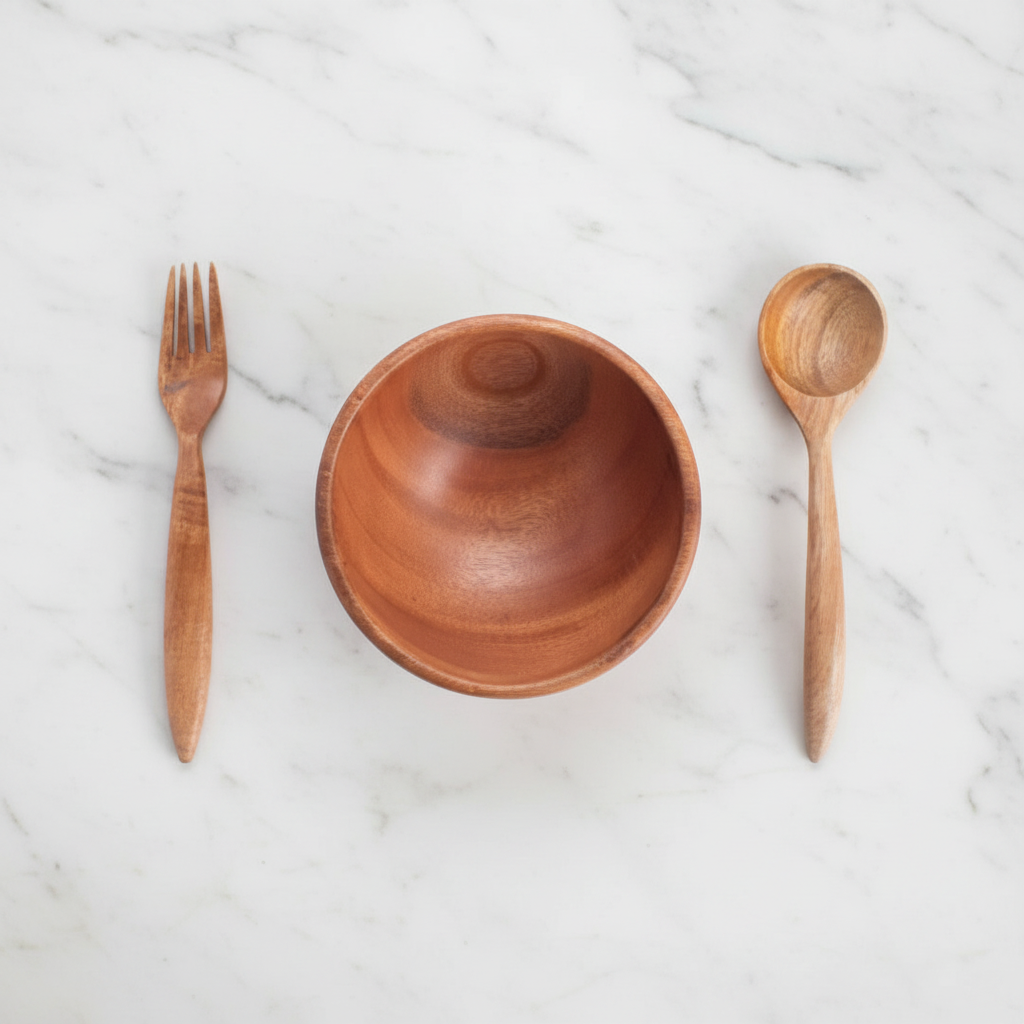 Handcrafted Neem Wood Soup Bowls & Spoons (Set of 2) – Naturally Antibacterial