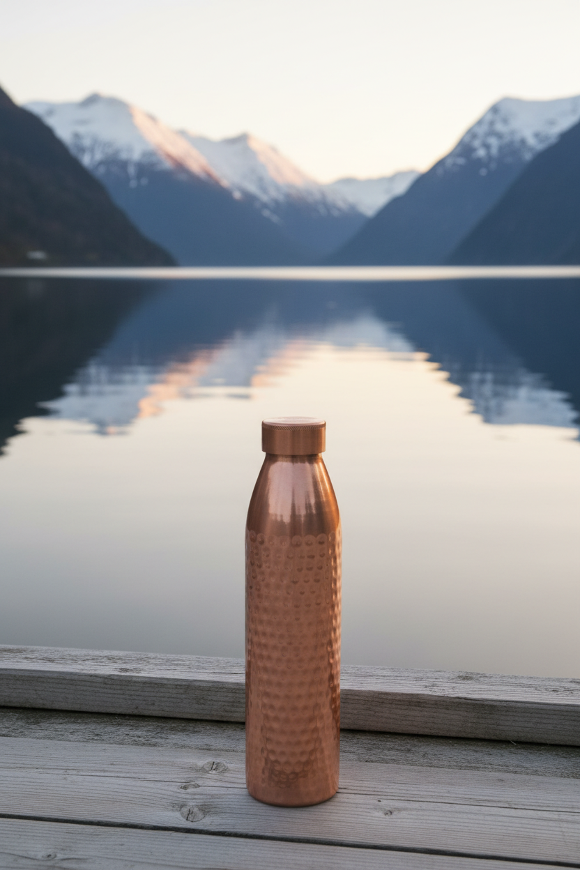 Pure Copper Water Bottle - Hammered Design 1L | Antibacterial & Purifying