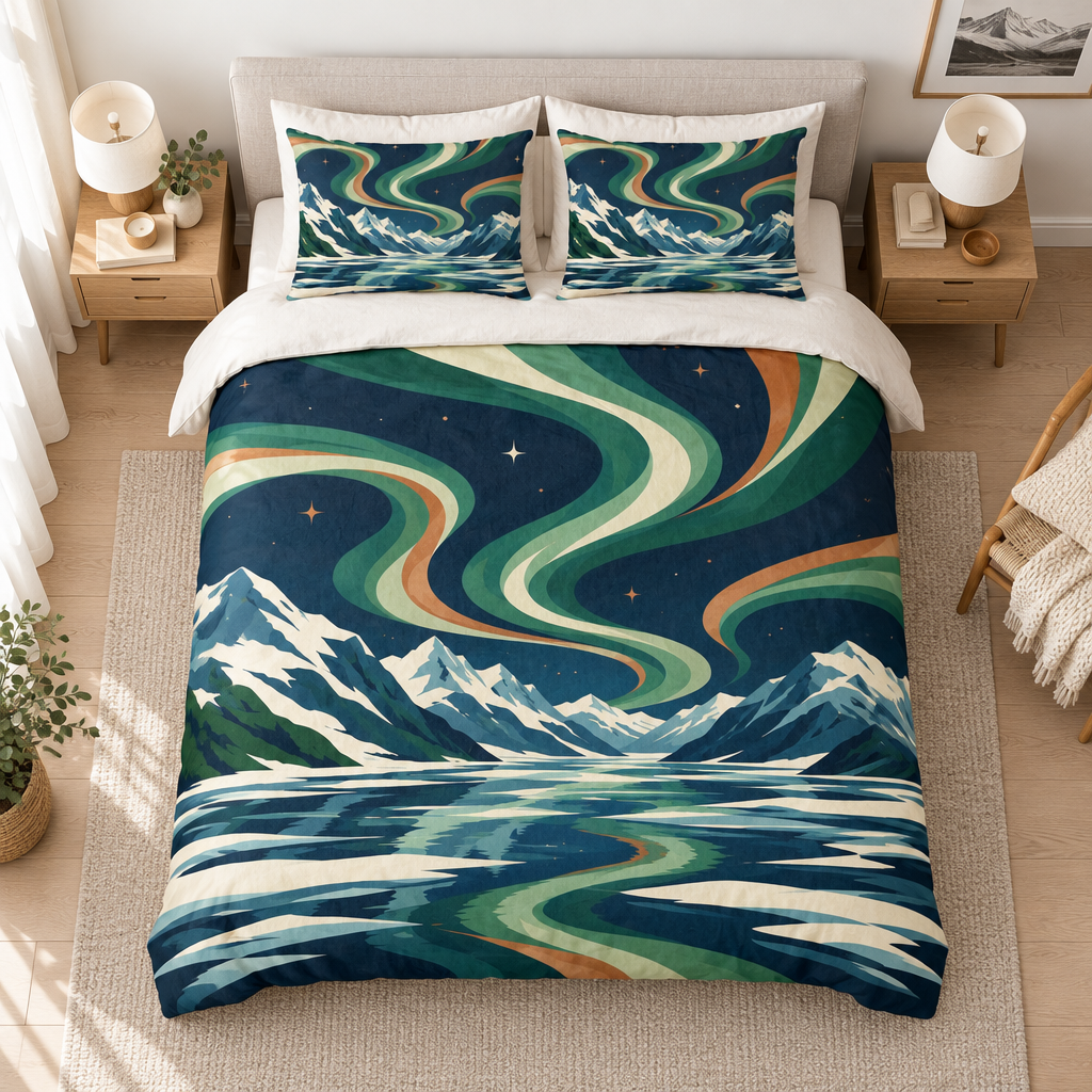 Northern Lights 100% Cotton Duvet Cover Set with 2 Shams