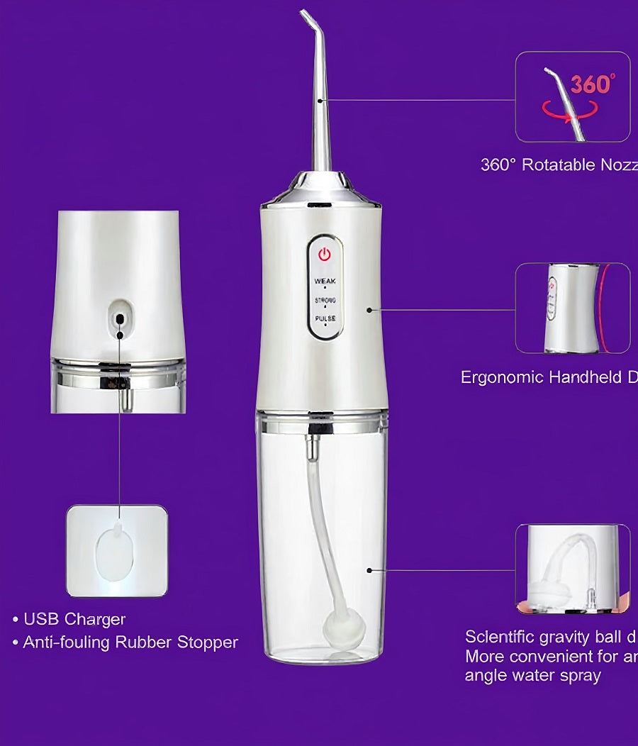 Vanntannpuss - Oppladbar med 4 Hoder & 3 Modus