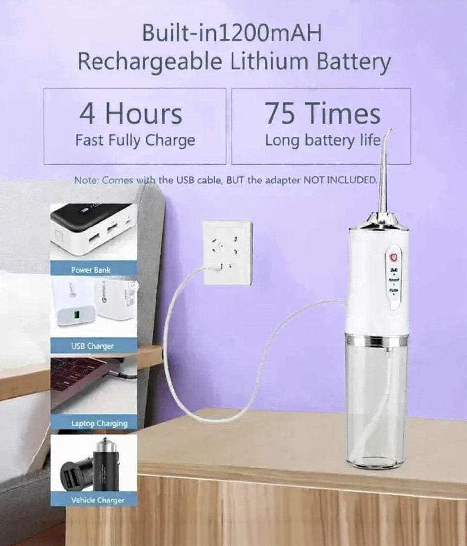 Vanntannpuss - Oppladbar med 4 Hoder & 3 Modus