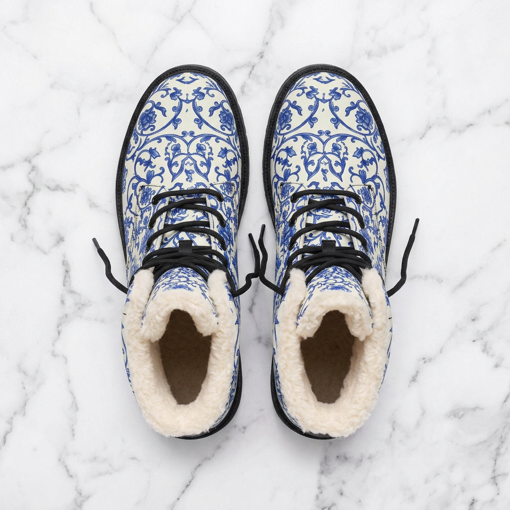 Face of Norway Porcelain Blue – Women's Fleece-Lined Art Boots
