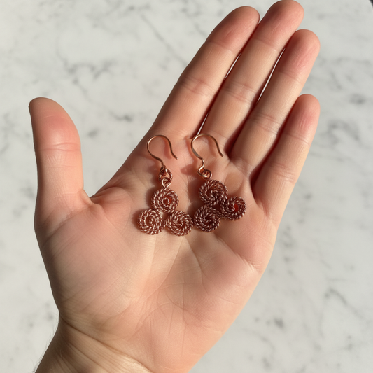Triskelion Copper Earrings – Sacred Geometry Handmade Jewelry