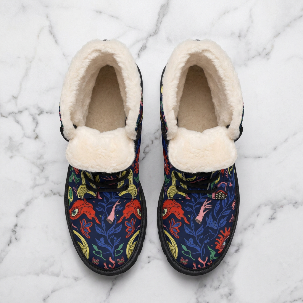 Surreal Dreamscape Women's Fleece-Lined Art Boots
