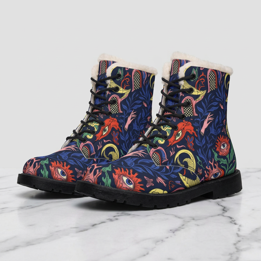 Surreal Dreamscape Women's Fleece-Lined Art Boots