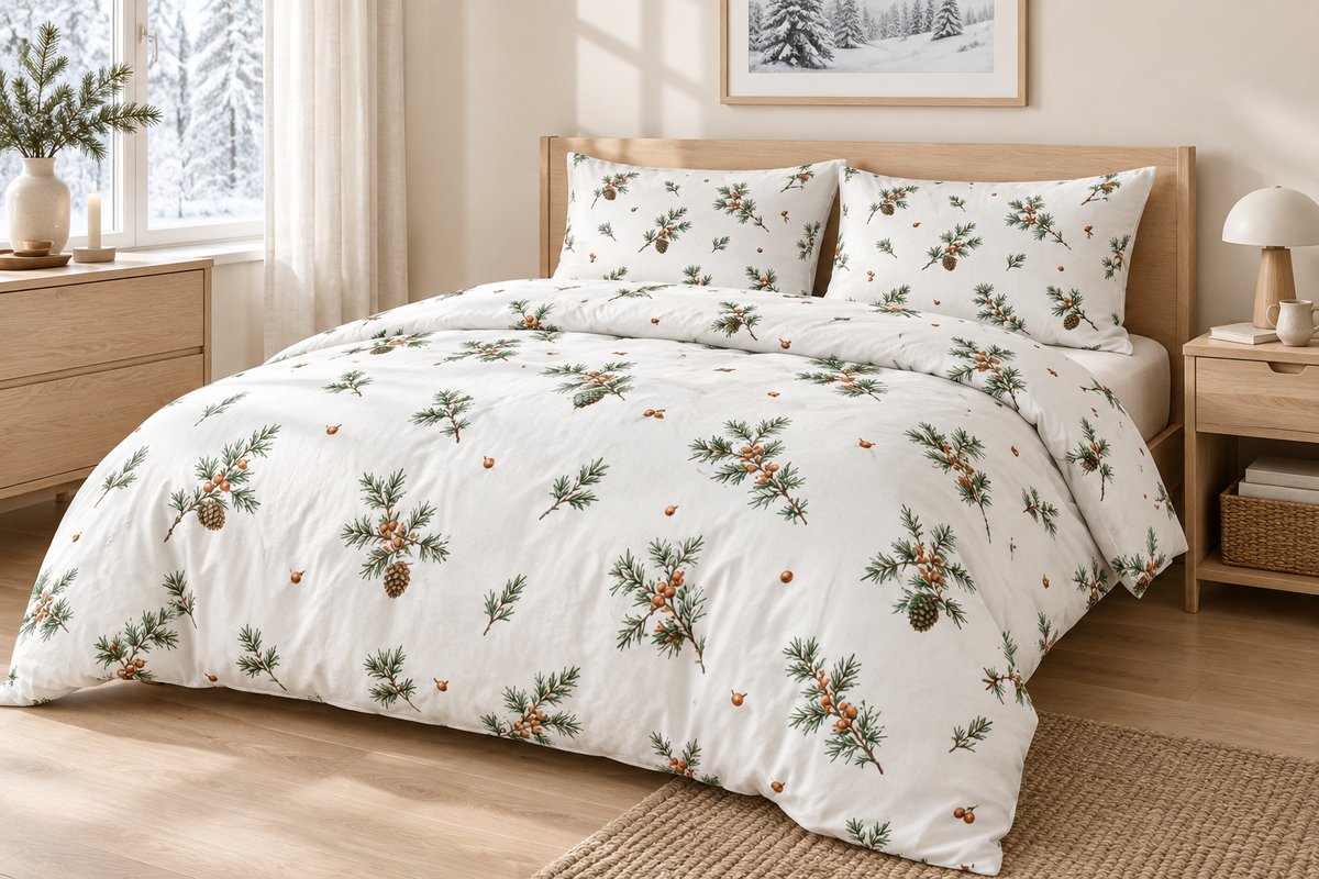 Pinecone Sprigs 100% Cotton Duvet Cover Set with 2 Shams