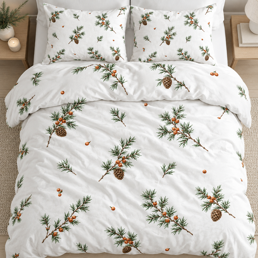 Pinecone Sprigs 100% Cotton Duvet Cover Set with 2 Shams