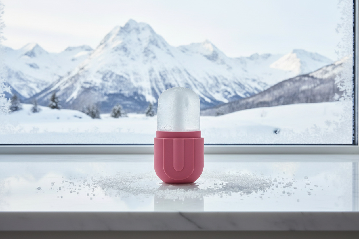 Pink Ice Roller with Snowy Mountain View