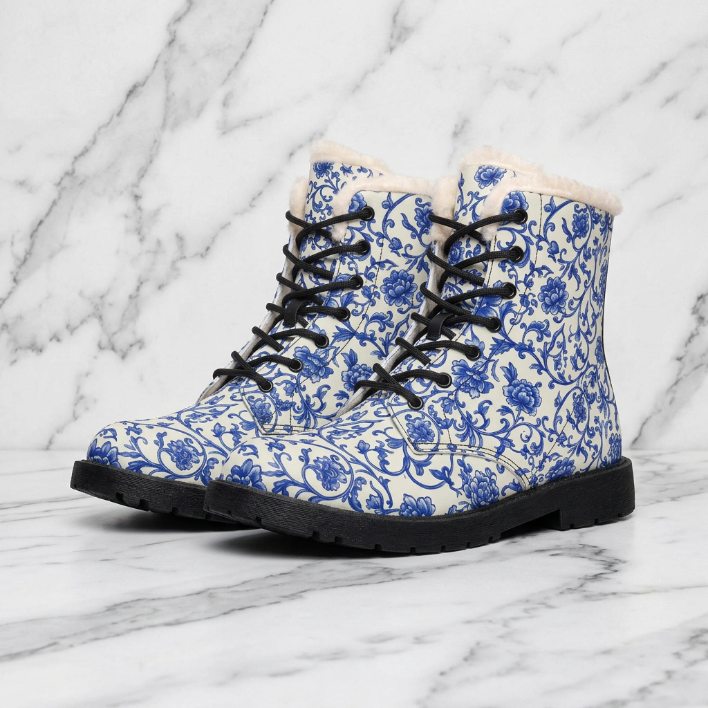 Face of Norway Porcelain Blue – Women's Fleece-Lined Art Boots