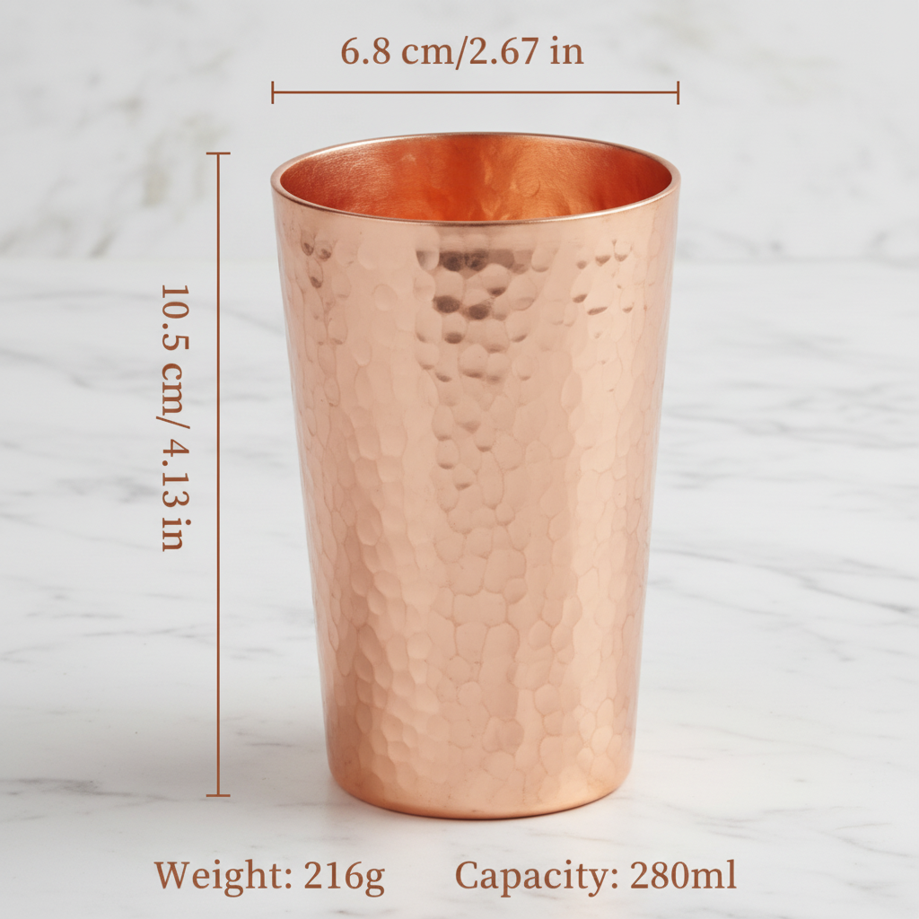 Pure Copper Mug – Handcrafted Hammer Texture | 280ml & 360ml