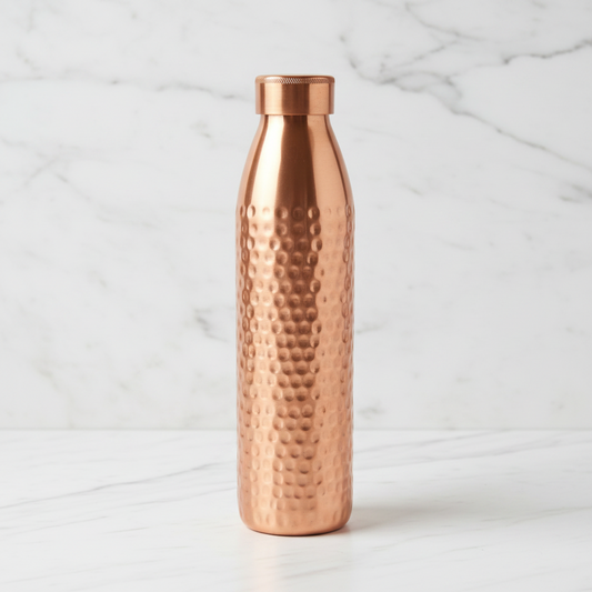 Pure Copper Water Bottle - Hammered Design 1L | Antibacterial & Purifying