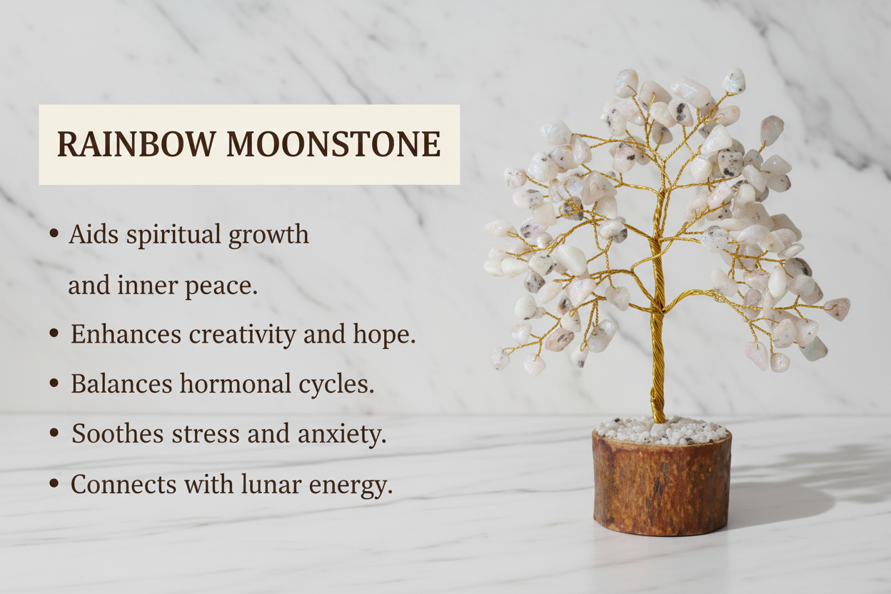 Rainbow Moonstone Crystal Tree — Intuition & Inner Light