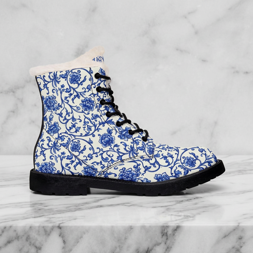 Face of Norway Porcelain Blue – Women's Fleece-Lined Art Boots