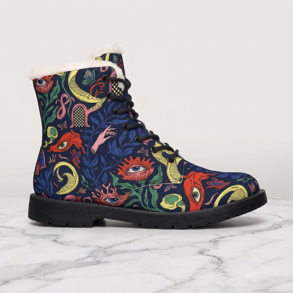 Surreal Dreamscape Women's Fleece-Lined Art Boots