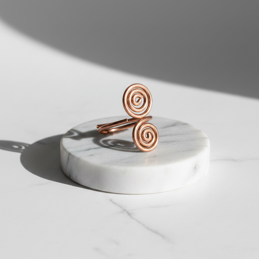 Adjustable Copper Spiral Ring – 100% Handmade Healing Jewelry | Pure Copper