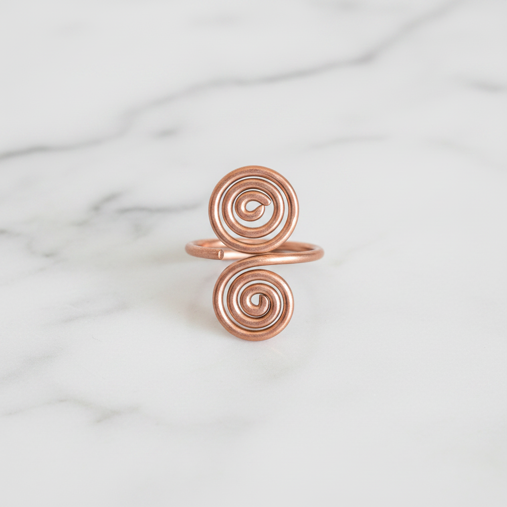 Adjustable Copper Spiral Ring – 100% Handmade Healing Jewelry | Pure Copper