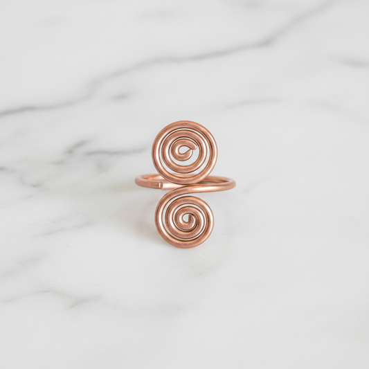 Adjustable Copper Spiral Ring – 100% Handmade Healing Jewelry | Pure Copper