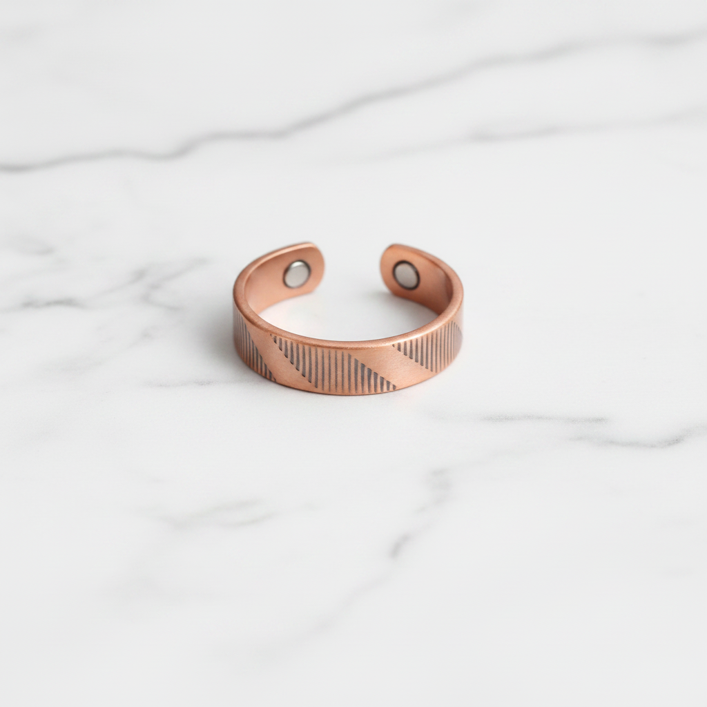 Pure Copper Geometric Cut Open Ring | Adjustable | Joint Pain Relief | Unisex
