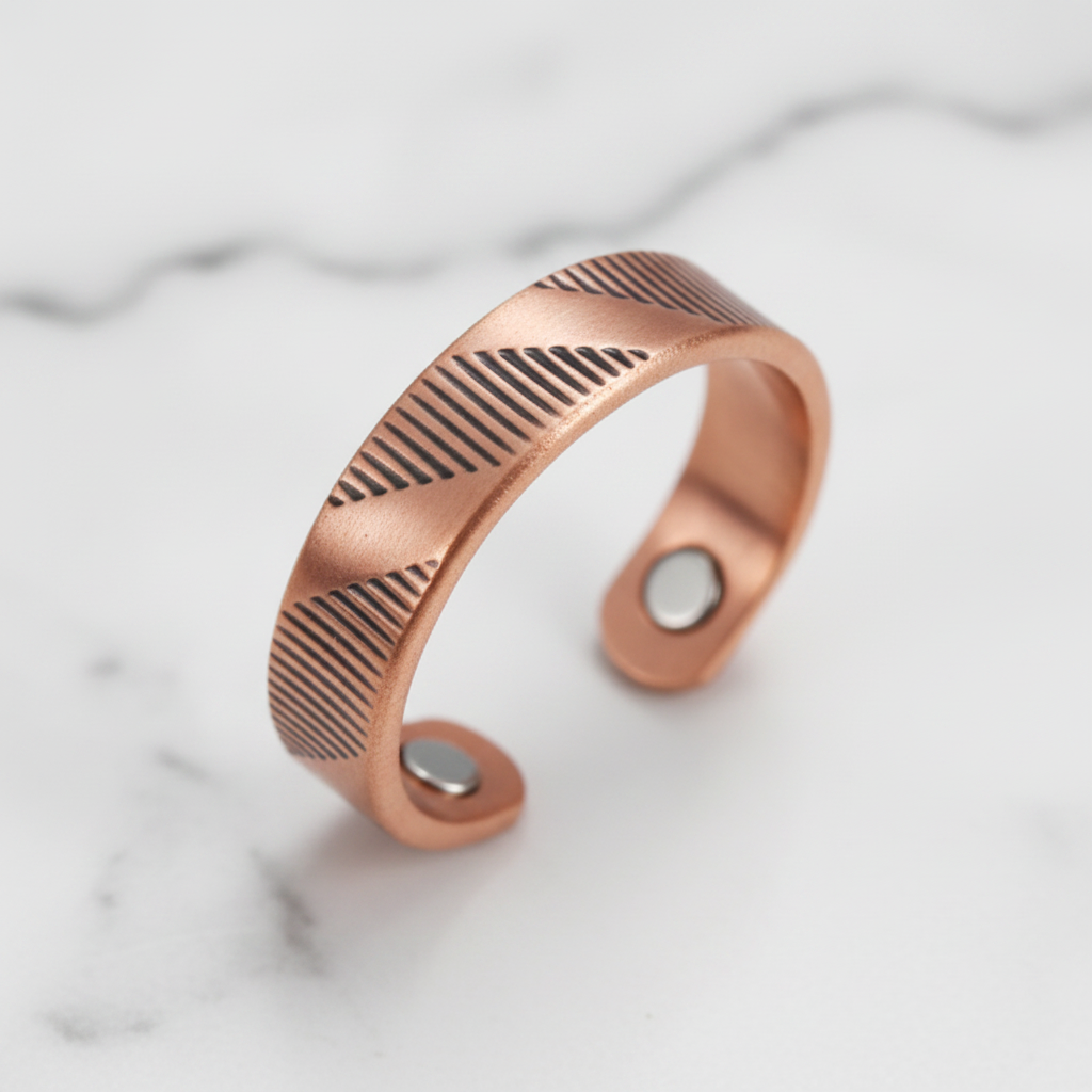 Pure Copper Geometric Cut Open Ring | Adjustable | Joint Pain Relief | Unisex