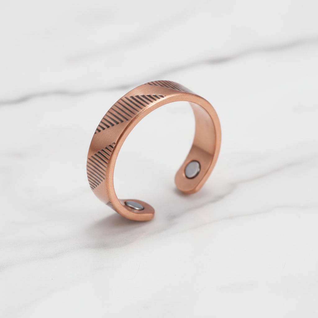 Pure Copper Geometric Cut Open Ring | Adjustable | Joint Pain Relief | Unisex