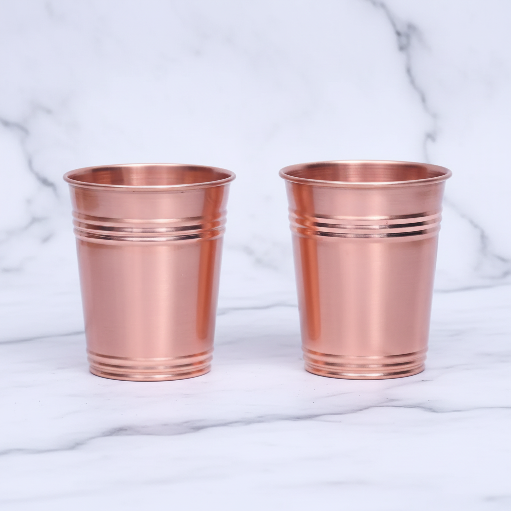 Pure Copper Ring Design Tumbler Glass – Set of 2 | 300ml