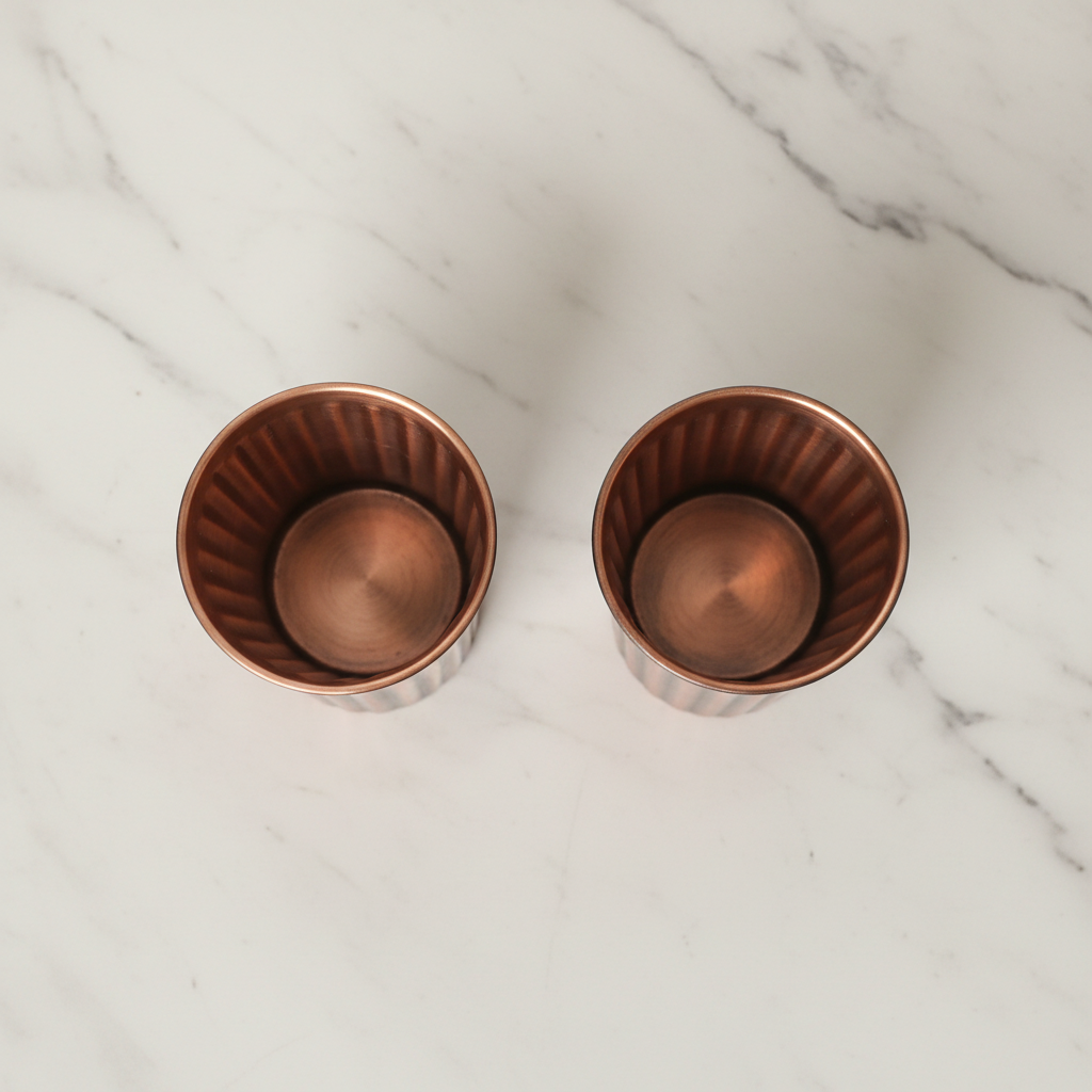 Pure Copper Antique Rope Design Tumbler Glass | Set of 2 | 300ml | Ayurvedic Tamra Jal | Designed in Norway