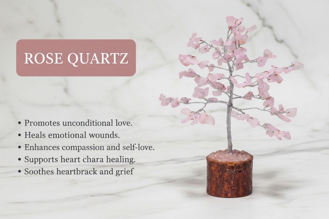 Rose Quartz Crystal Tree — Love & Emotional Healing