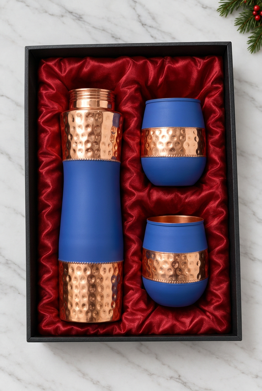 Royal Blue & Hammered Copper Christmas Gift Set