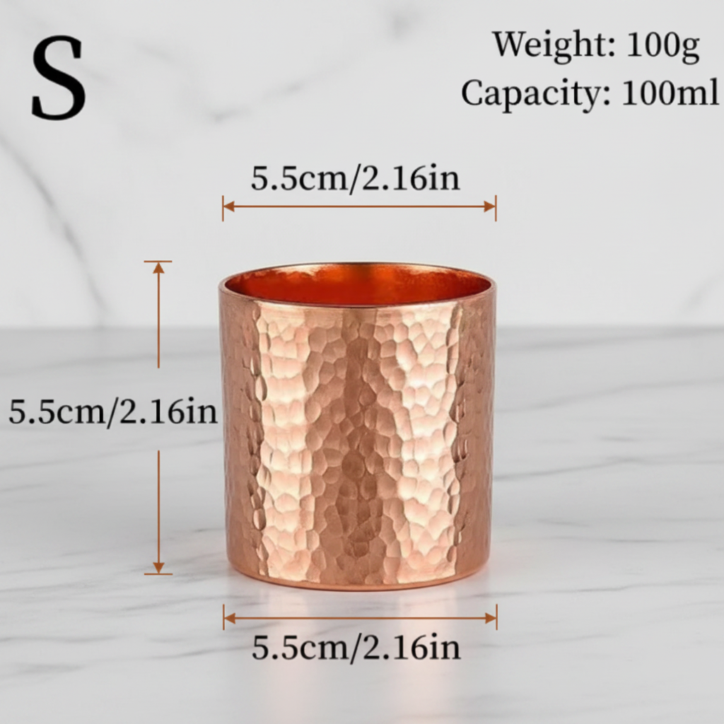 Pure Copper Shot & Drink Cups – Handcrafted Hammer Texture | 100ml, 125ml & 250ml