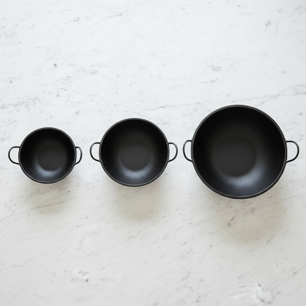 Cast Iron Kadai Set — Small, Medium & Large