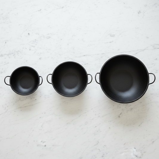 Cast Iron Kadai Set — Small, Medium & Large