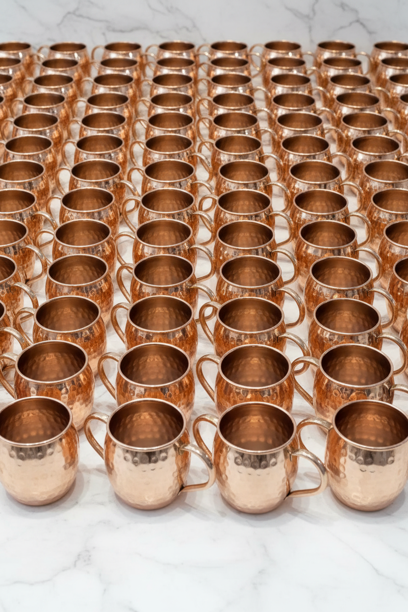 Moscow Mule Copper Barrel Mugs – Hammered Design | Set of 6, 8 or 12