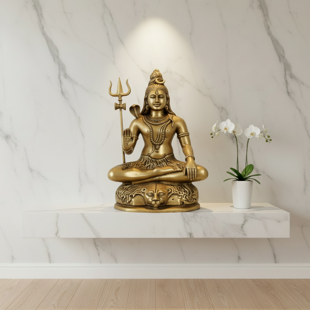 Brass Large Shiva Statue Bhole Nath Idol — 2 Feet (61cm)