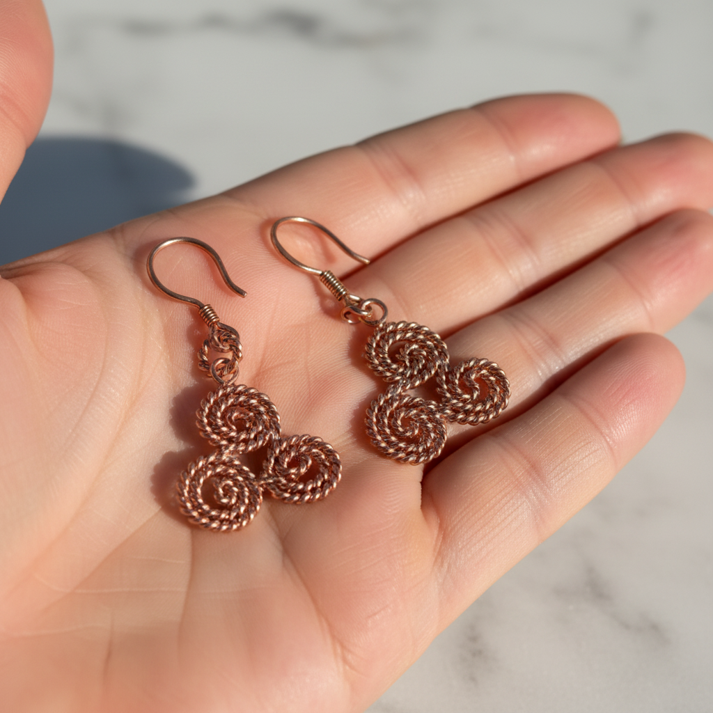 Triskelion Copper Earrings – Sacred Geometry Handmade Jewelry