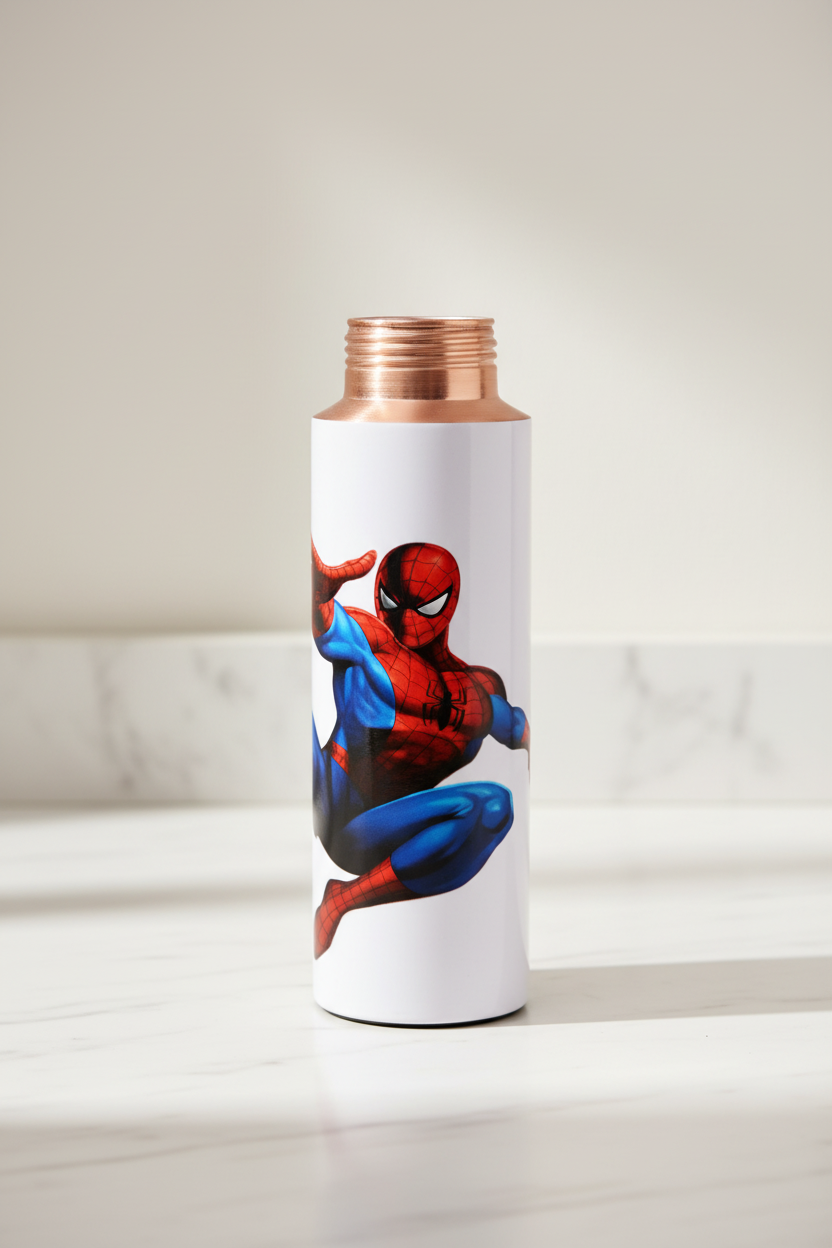 Spider-Man Kids Copper Water Bottle | 400 ML | Pure Copper | Leak-Proof