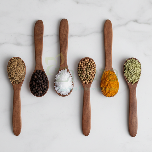Neem Wood Masala Spoons – Set of 6 | Handcrafted & Antibacterial