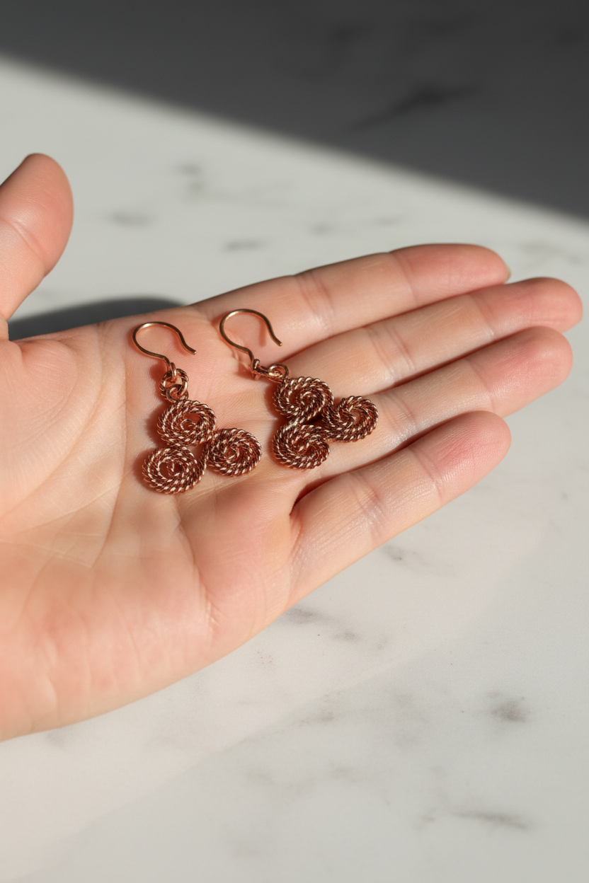 Triskelion Copper Earrings – Sacred Geometry Handmade Jewelry