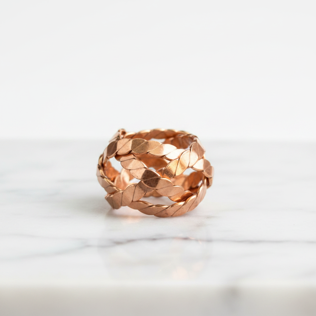 Copper Dragon Scale Tensor Ring – Sacred Cubit Pure Copper 144Hz Energy Tool