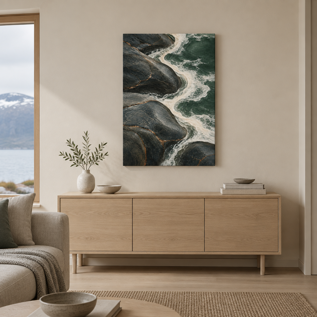 Stone and Tide | Norwegian Coastal Canvas Art