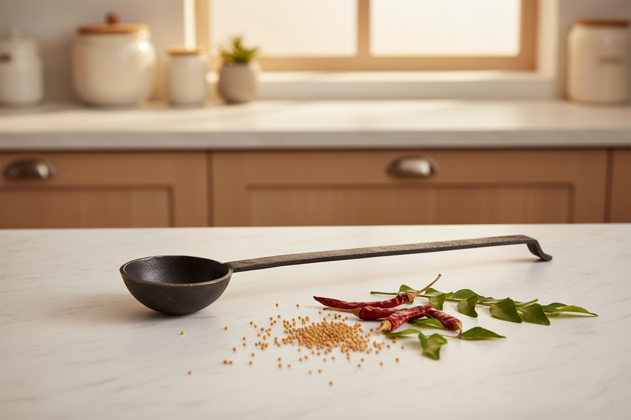 Iron Tadka Ladle — Pure Iron | Chemical-Free
